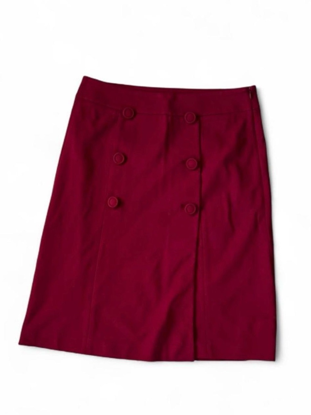 Talbots burgundy midi skirt with button detail, size 4